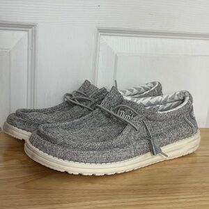 Hey Dude Men's Gray Wally Linen Slip On Loafers Size 11 beach resort vacation